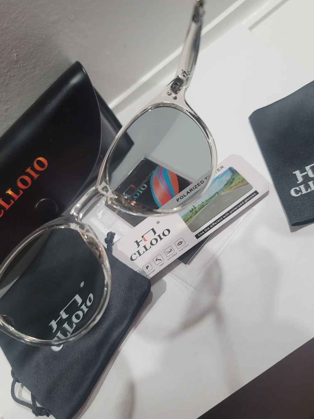 CLL0I0 Clear Smoke Frame Sunglasses with Grey Lenses